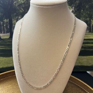 Figaro Chain Necklace Vintage Sterling Silver 20” Italy 3mm